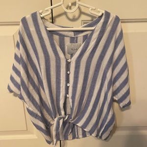 Rails Blue and White Striped Top